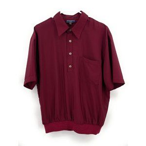 Bassiri Uomo U.S.A. Sz L 1/2 Button Short Sleeve Shirt Maroon